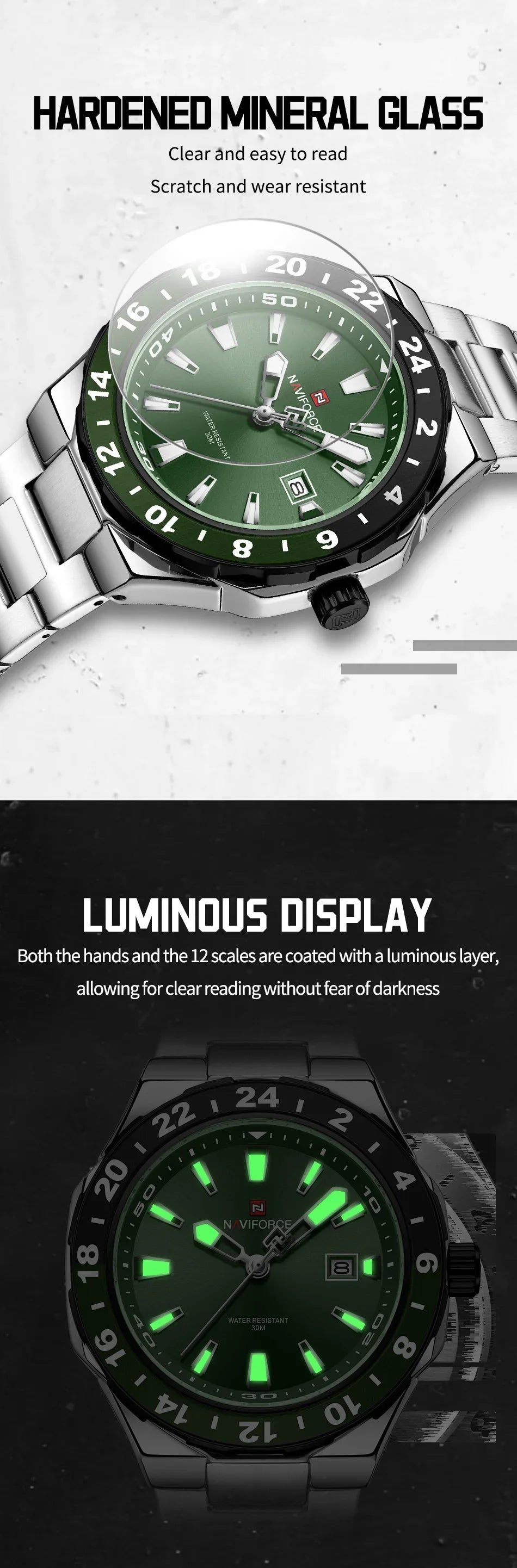 NAVIFORCE Men's Sport Casual Watch Men Military Quartz Wristwatch Date Display Waterproof Male Clock Watches Relogio Masculino