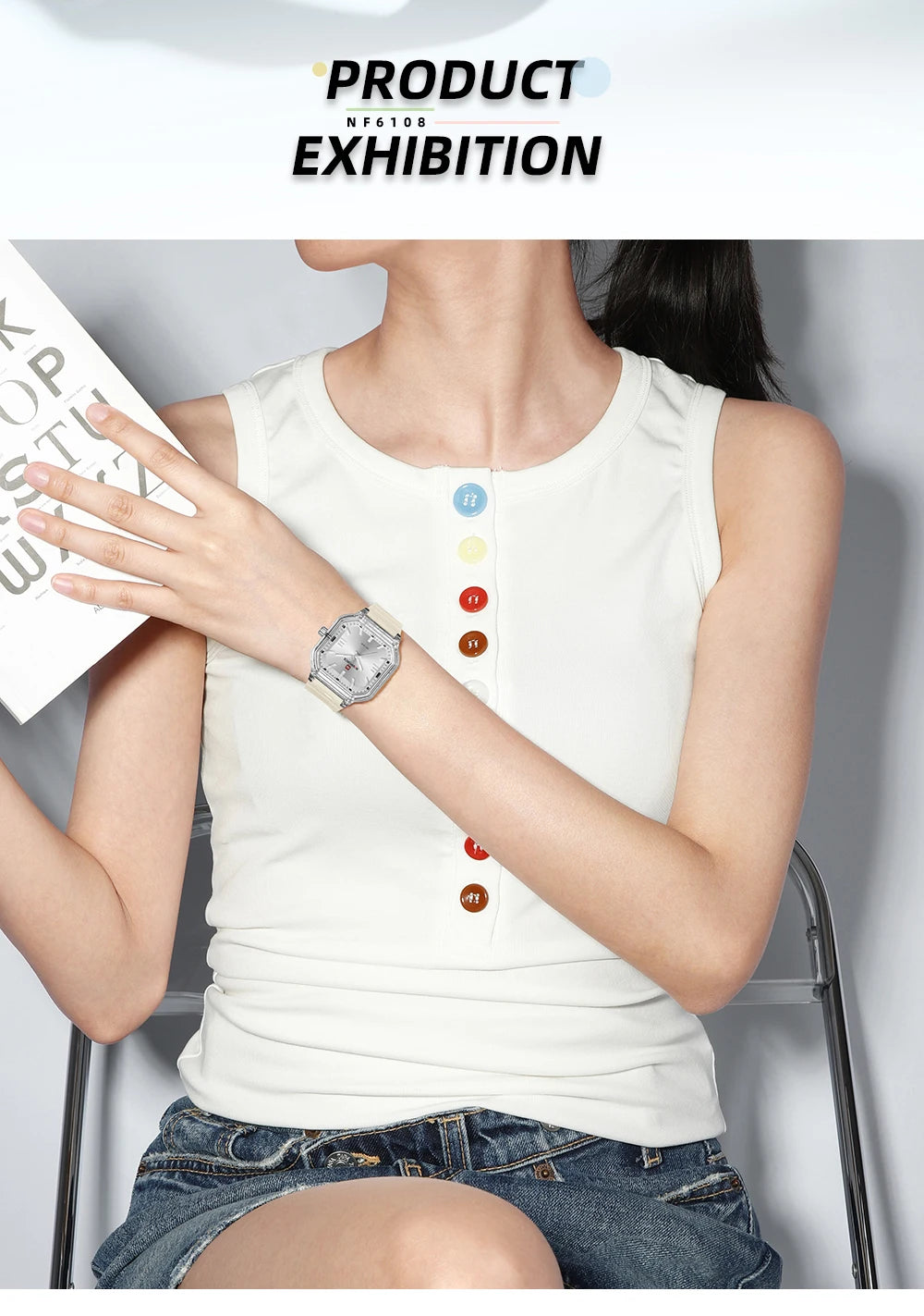 NAVIFORCE Women Polygon Watch Fashion Elegant Watches Display Silicone Strap 5ATM Waterproof Luminous Hand Ladies Gifts Watches