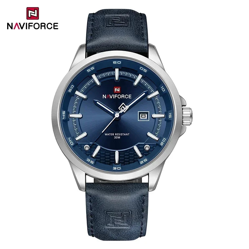 NAVIFORCE Quartz Dress Watch For Men Simple Original Leather Man Watches Waterproof Luminous Business Hand Calendar Clock Gift