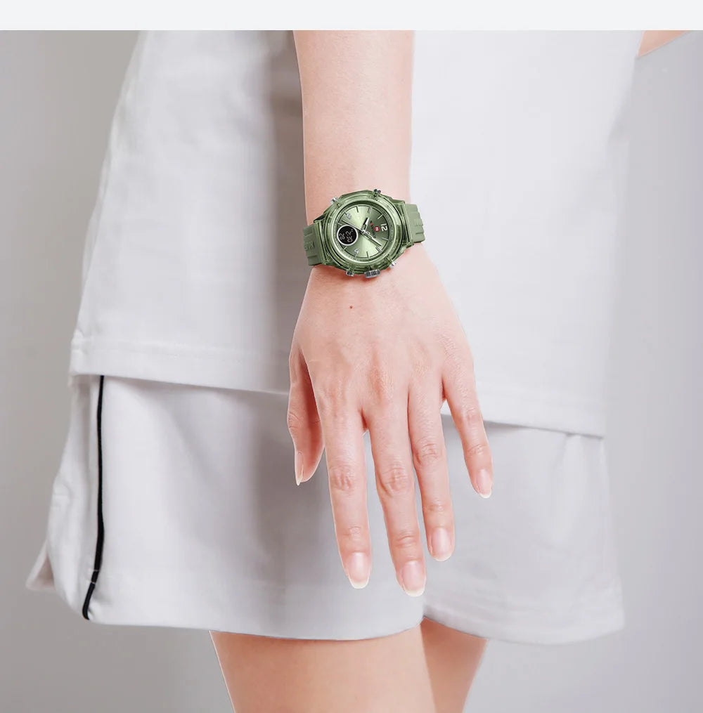 NAVIFORCE Watches For Woman Quartz Dual Display 5ATM Waterproof Ladies Casual Fashion Sports Girls Outdoor Wristwatch Gifts Box
