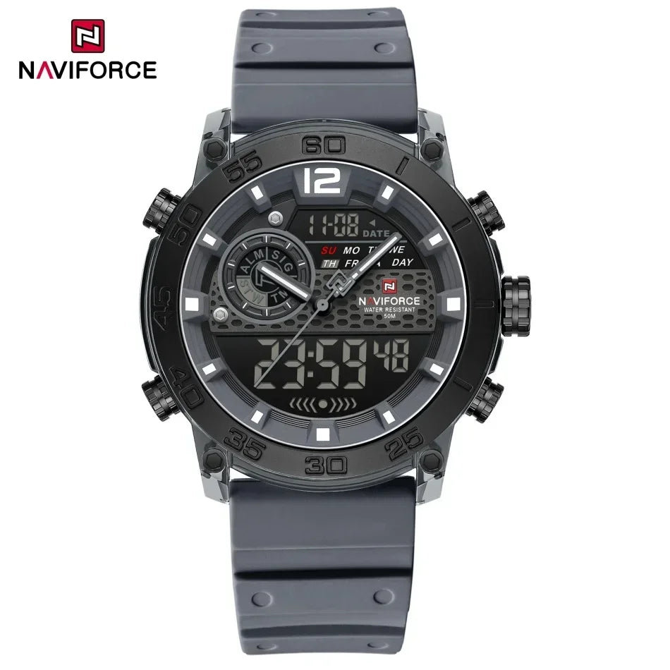 NAVIFORCE Men's Watch PC Material Analog LCD Digital Display Sport Waterproof Quartz Wristwatch Date Chronograph Luminous Clock