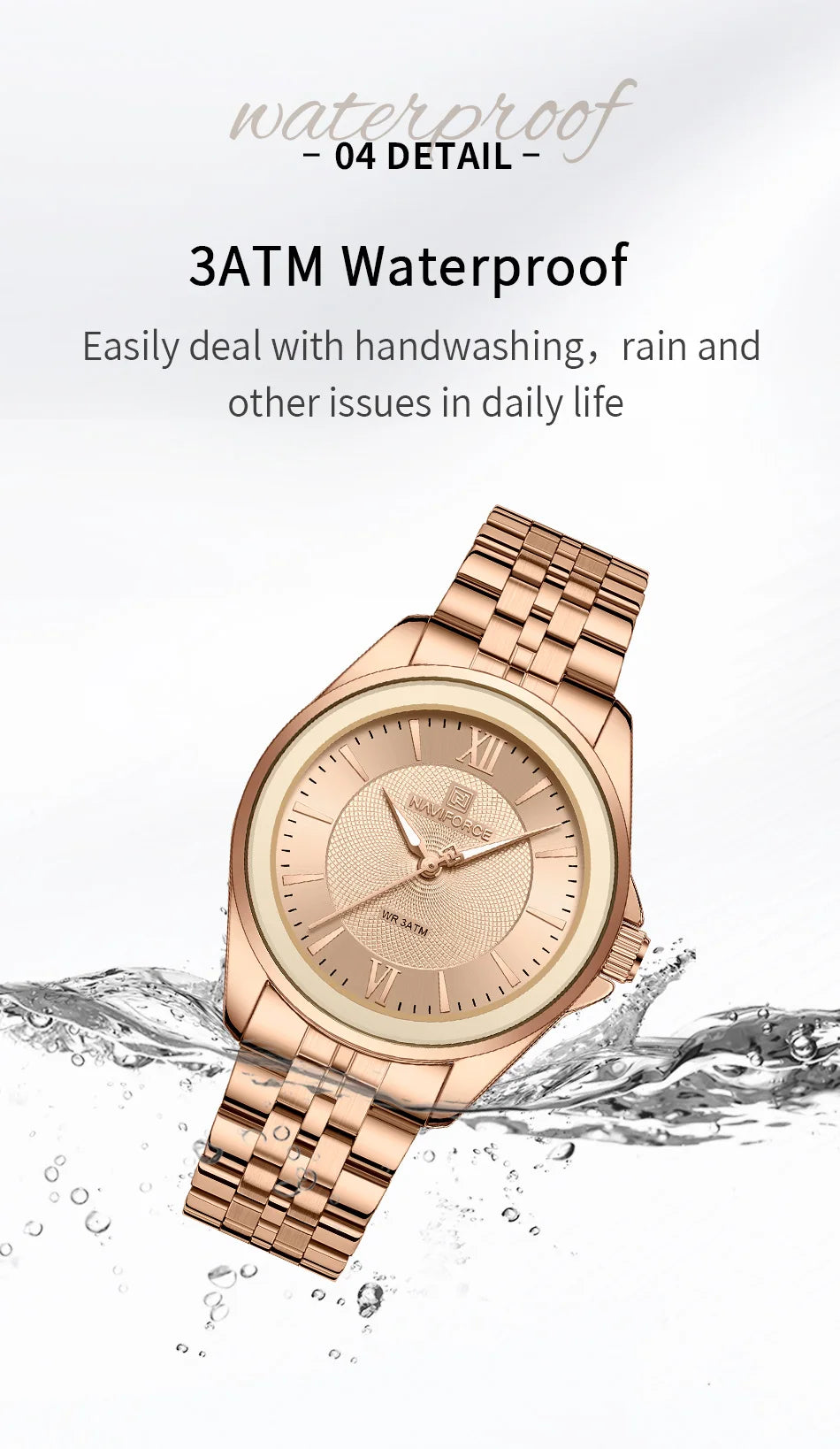 NAVIFORCE Women's Quartz Watch Elegant Casual Stainless Steel Strap 30m Waterproof Female Wristwatches Ladies Clock Reloj Mujer