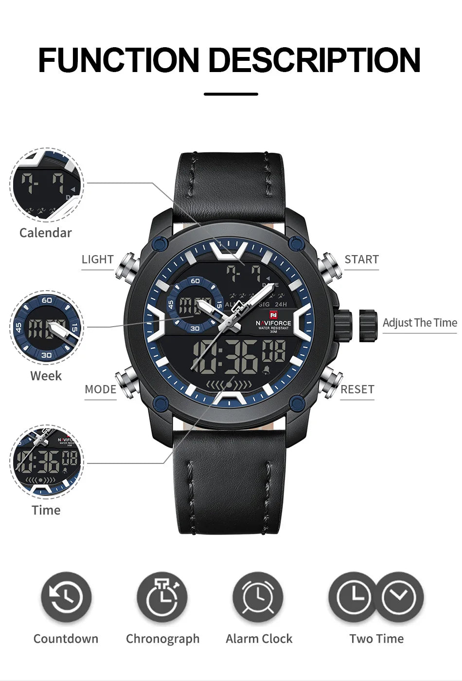 New NAVIFORCE Brand Watch Men Genuine Sports Watches Men's Army Military Quartz Wristwatch Chronograph Male Date and Date Clock