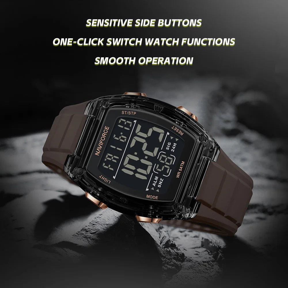 NAVIFORCE Men's Watch Alloy Dial Analog LCD Digital Display Sport Waterproof Quartz Wristwatch Date Chronograph Luminous Clock