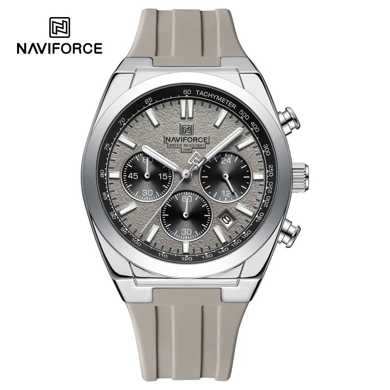 NAVIFORCE Waterproof Sport Watches for Men Military Multi-function Chronograph Wrist Watch Male Luxury Silica Strap Quartz Clock