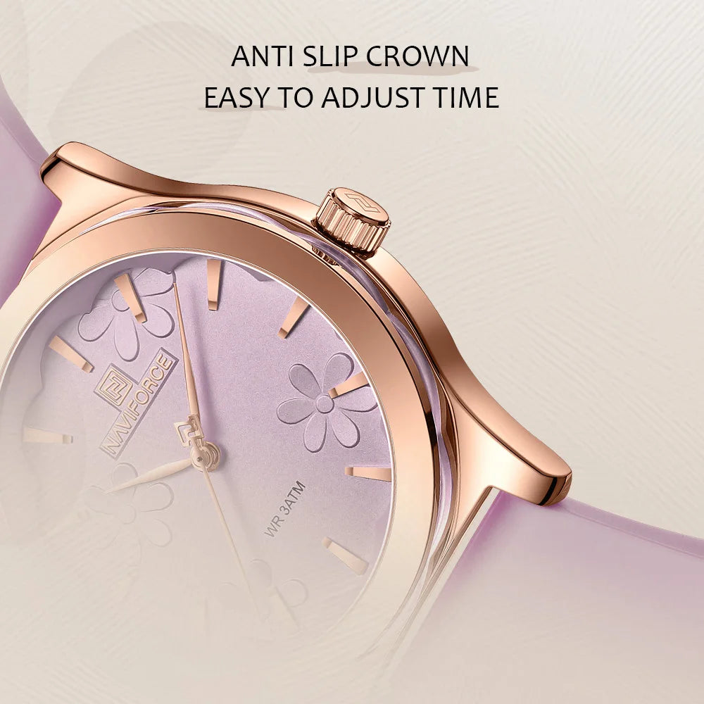 NAVIFORCE Simple Fashion Quartz Wristwatches Women Wrist Watches Silicone Strap Waterproof Watch Wholesale Hot Sale Reloj Mujer