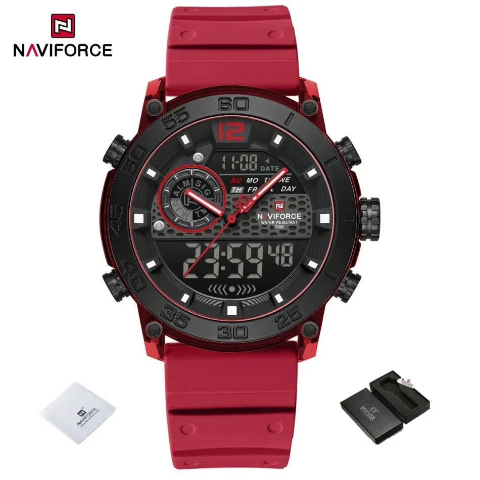 NAVIFORCE Men's Watch PC Material Analog LCD Digital Display Sport Waterproof Quartz Wristwatch Date Chronograph Luminous Clock