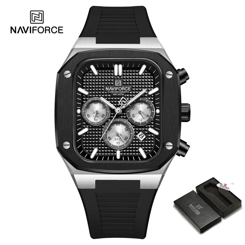 NAVIFORCE Luxury Men Watches Fashion Casual Waterproof Date Quartz Wristwatches Silicone Strap Luminous Clock Relogio Masculino