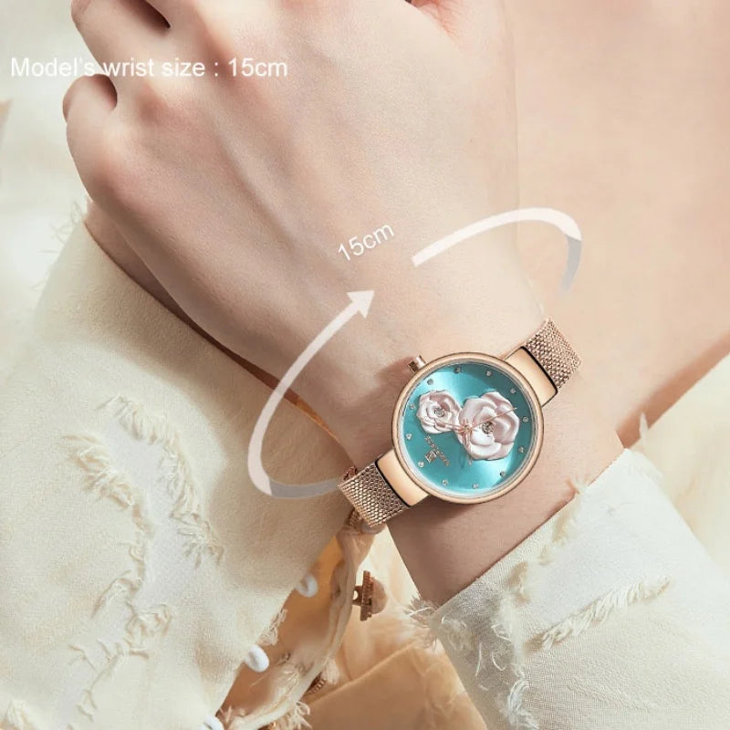 NAVIFORCE Woman's Quartz Watch Steel Band Creative Design Female Luxury Dress Clock Relogio Feminino Wristwatch Gift Box NF5013