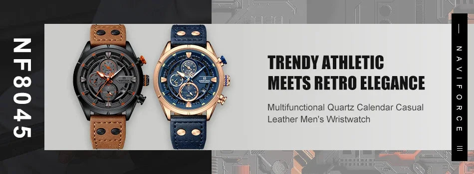 NEW NAVIFORCE Fashion Men's Watch Luxury Waterproof Male Quartz Wristwatch 24 Hour Date Display Male Chronograph Luminous Clock