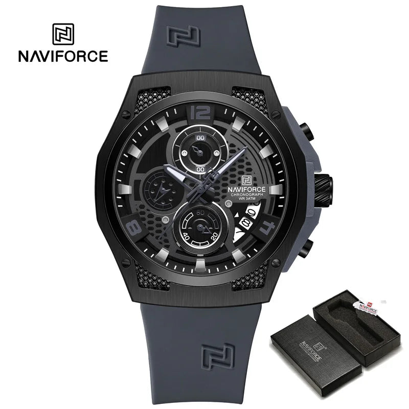 NAVIFORCE Men's Luxury Wristwatch Silicone Strap Casual Sport Luminous Water Resistant Male Quartz Watch Relogio Masculino 2024