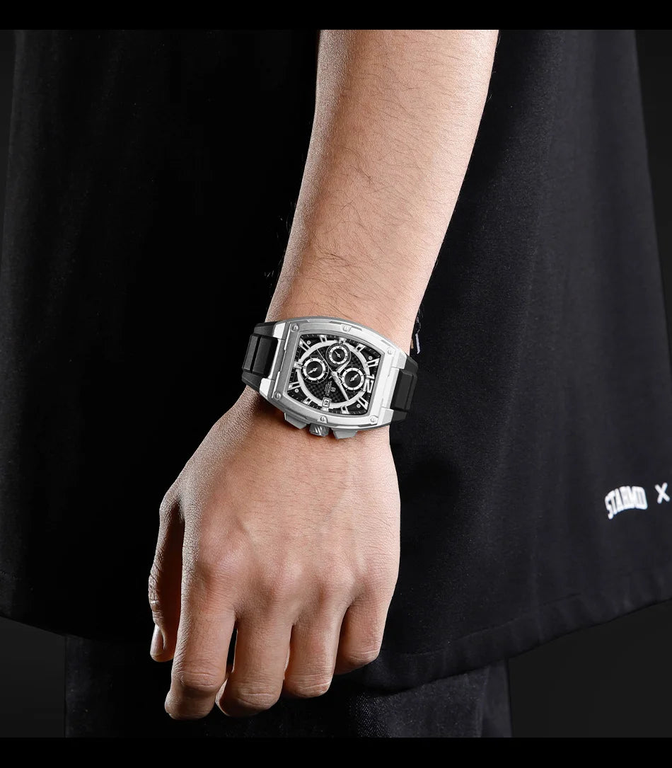 NAVIFORCE Men's Waterproof Luxury Sport Watch Casual Multifunction Chronograph Business Wristwatch with Silicone Band Gift Set