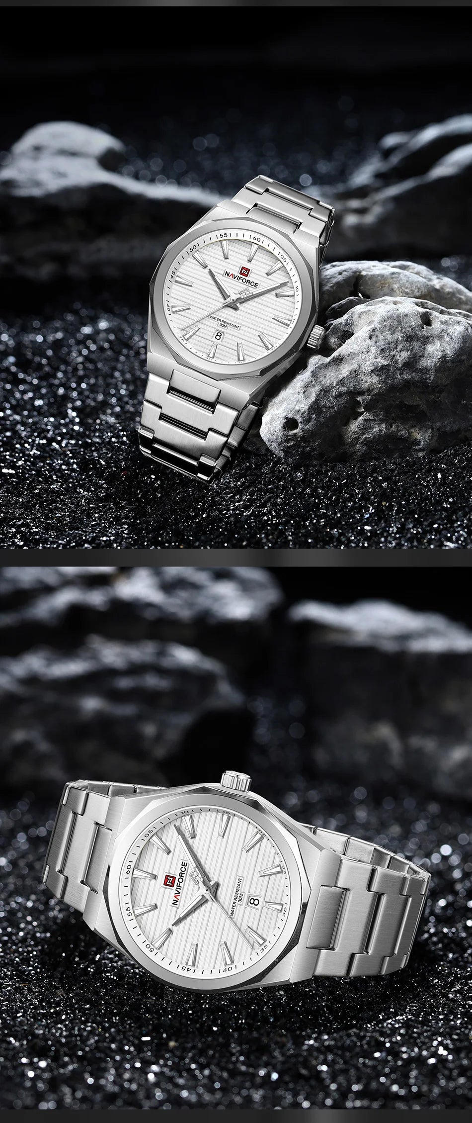 NAVIFORCE Luxury Man's Watch Quartz Date Display Clock Steel Band Fashionable Casual Military Style Wristwatch Gift Box for Male