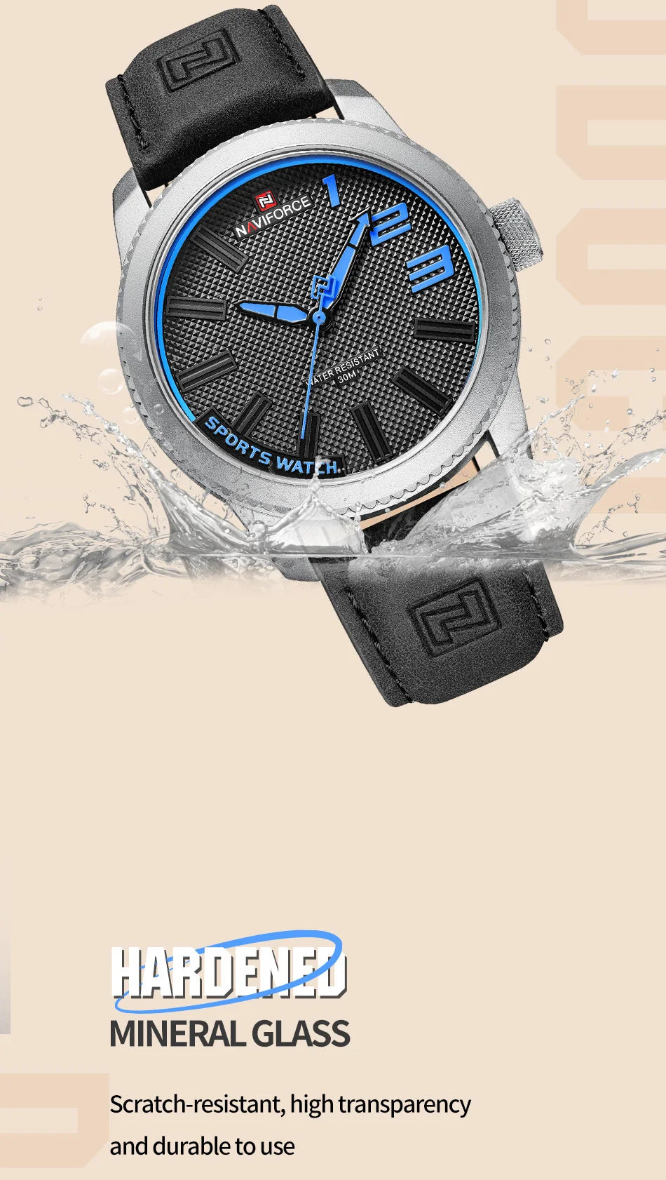 Luxury Brand NAVIFORCE Watch For Men 2025 New Original Leather Fashion Casual Sports Waterproof Quartz Wrist Watch Package Gifts