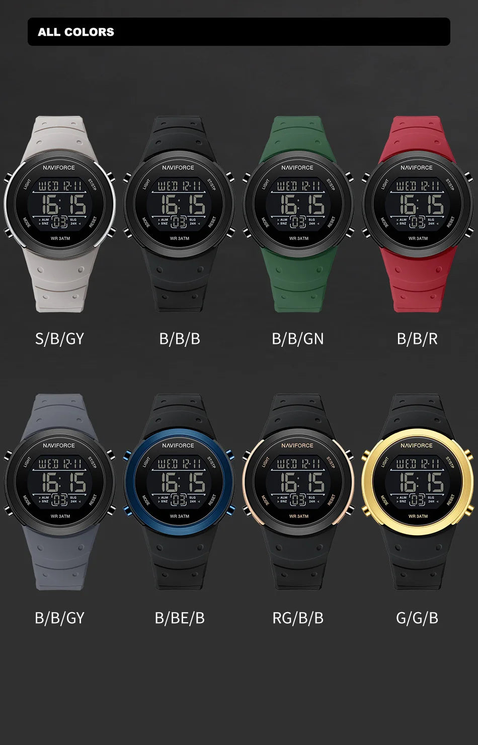 NAVIFORCE Brand Men Watches Luxury Comfortable Silicone Strap Electronic Day and Date Display Clock Waterproof Men Wristwatches