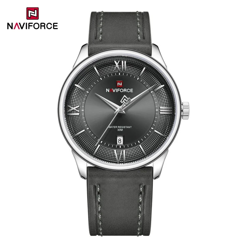 NAVIFORCE Watches For Men Quartz Sports Genuine Leather Strap 3ATM Waterproof Luxury Business Wristwatches Gift for Male New