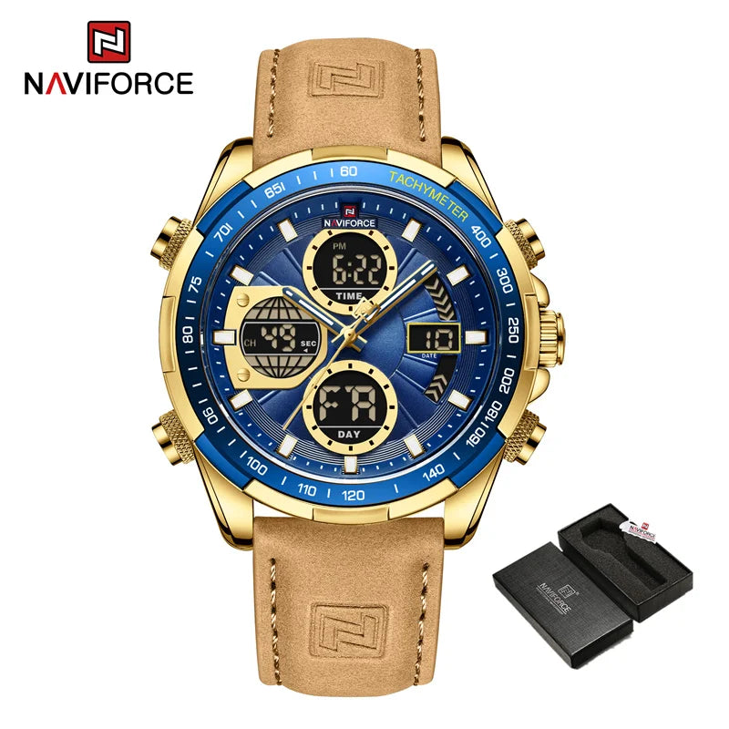 NAVIFORCE Men's Military Watch Multifunction Chronograph Sports 3ATM Waterproof with Alarm Day And Date Display Male Gifts Clock