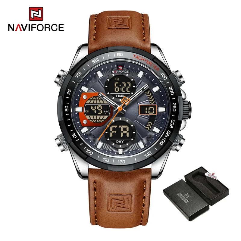 NAVIFORCE Men's Military Watch Multifunction Chronograph Sports 3ATM Waterproof with Alarm Day And Date Display Male Gifts Clock