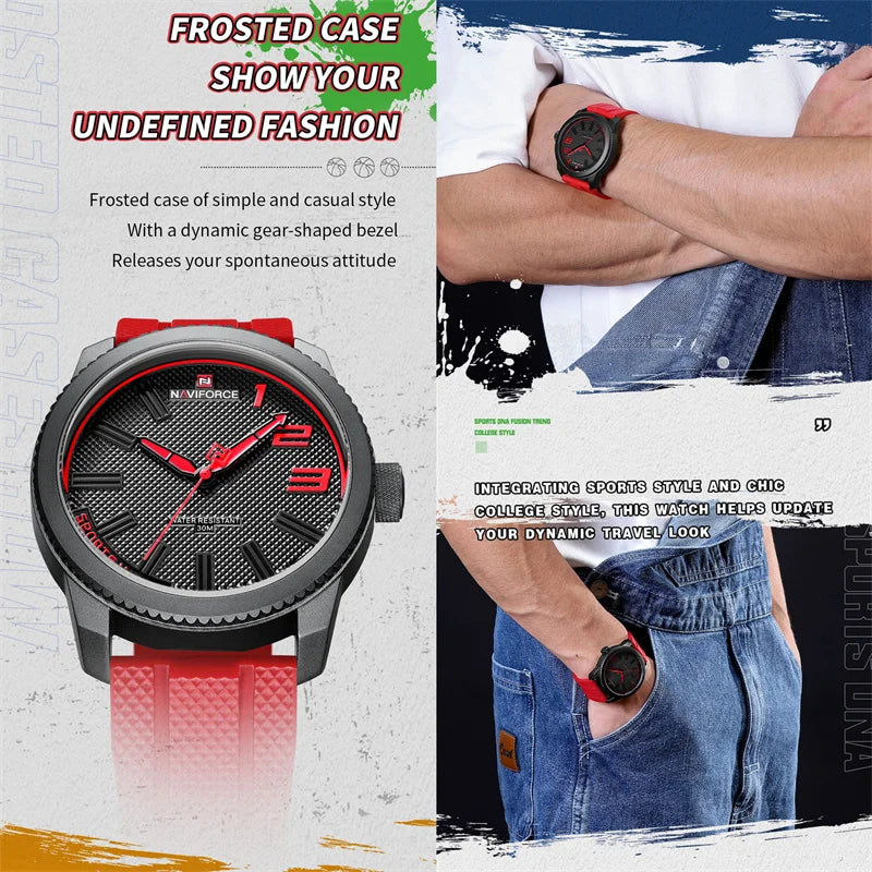 NAVIFORCE Luxury Silicone Strap Mens Watches Waterproof Sport Quartz Military Watch Men Clock Relogio Masculino 2022 New Arrival