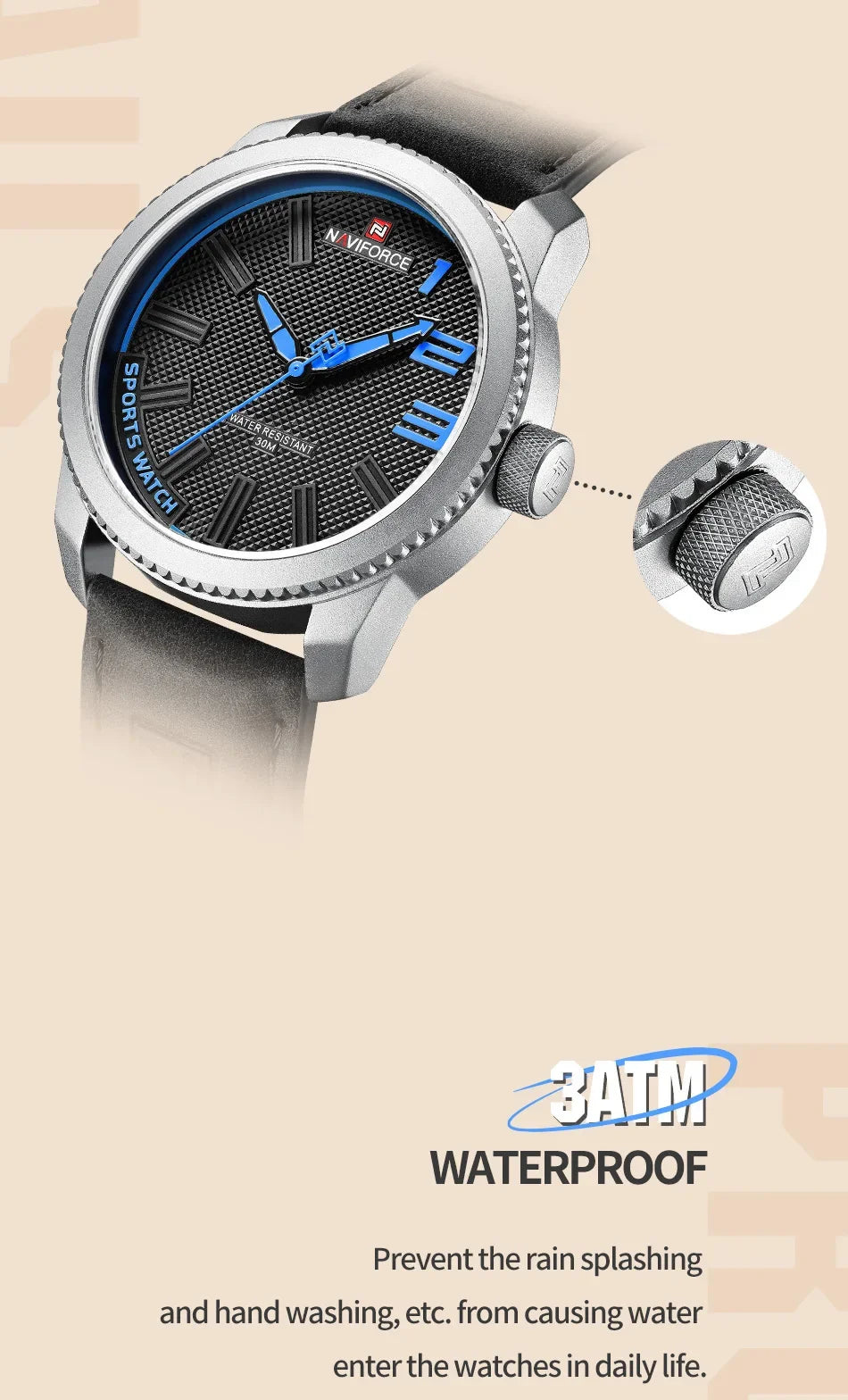 Luxury Brand NAVIFORCE Watch For Men 2025 New Original Leather Fashion Casual Sports Waterproof Quartz Wrist Watch Package Gifts