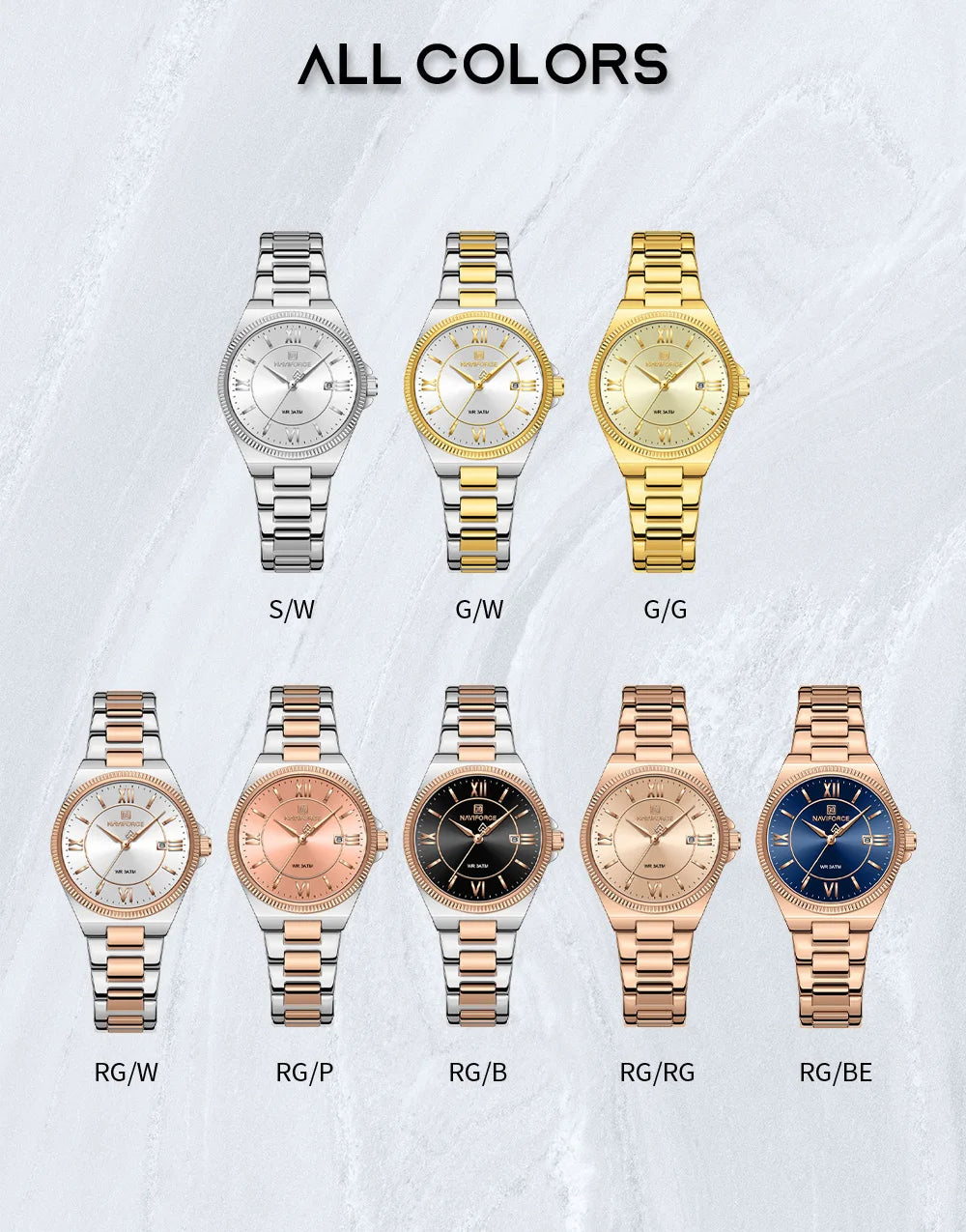 NAVIFORCE 2026 Women's Sports Luxury Quartz Wristwatch 3ATM Waterproof Stainless Steel with Calender Casual Fashion for Gift