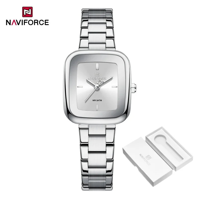 NAVIFORCE Unique Square Watches for Women 30M Waterproof Women's Stainless Steel Watches Sports Fashion Ultra Light Girls' Watch