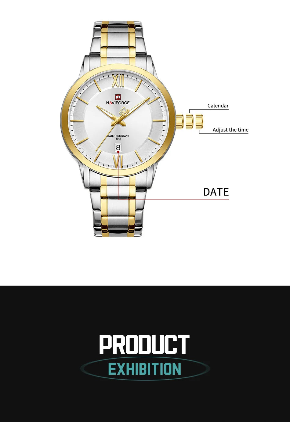 NAVIFORCE Original Watches for Men Military Sports Calendar Clock Luxury Waterproof Quartz Steel Strap WristWatch Reloj Hombre