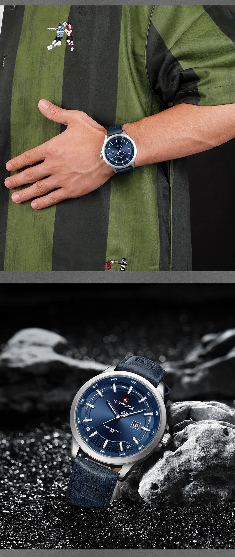 NAVIFORCE Watches For Men Quartz Auto Date Waterproof Leather Strap Male Casual Fashion Daily Wear Business Man's Clocks NF9248L