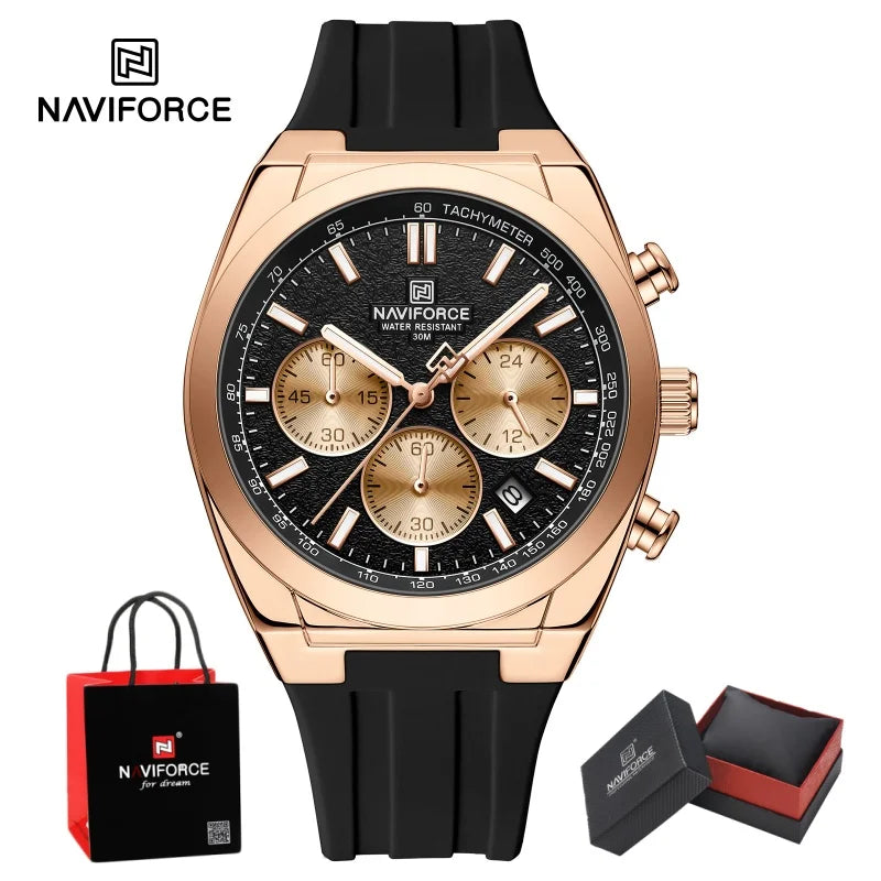 NAVIFORCE Man's Watch Quartz Chronograph 24 Hours Date Display Waterproof Male Fashion Luxury Business Sport Wristwatch Gift Box