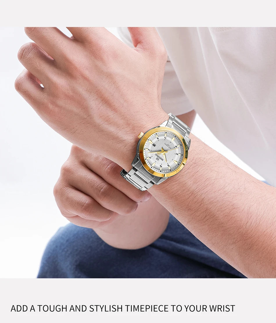 NAVIFORCE Brand New Fashion Casual Men Watch Stainless Steel Water Resistant Calendar Quartz Wristwatches Relogio Masculino 2023