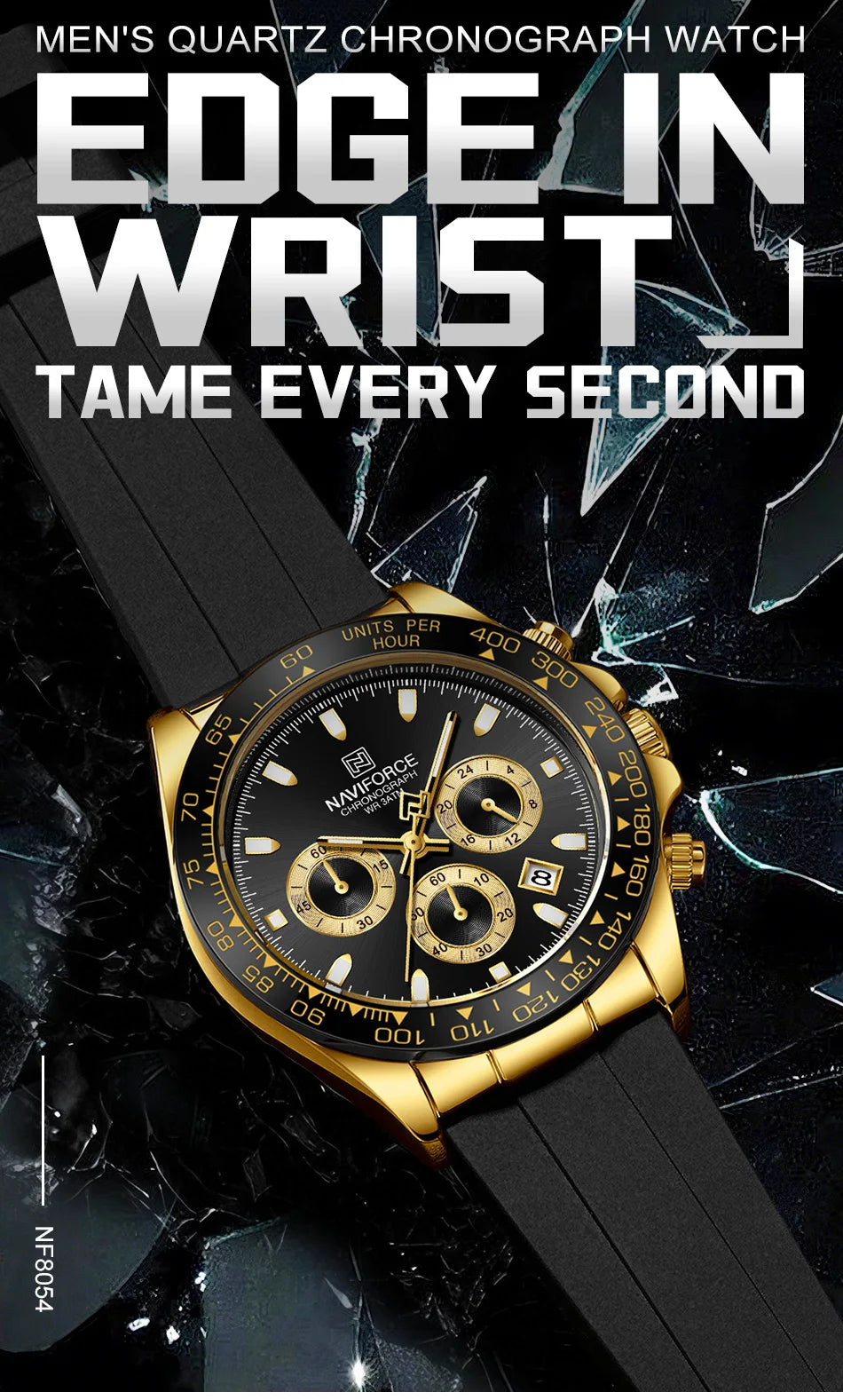 NAVIFORCE Brand Fashion Luxury Watch For Men Waterproof Chronograph Clock Business Casual Silicone Strap Wristwatches 2024 New