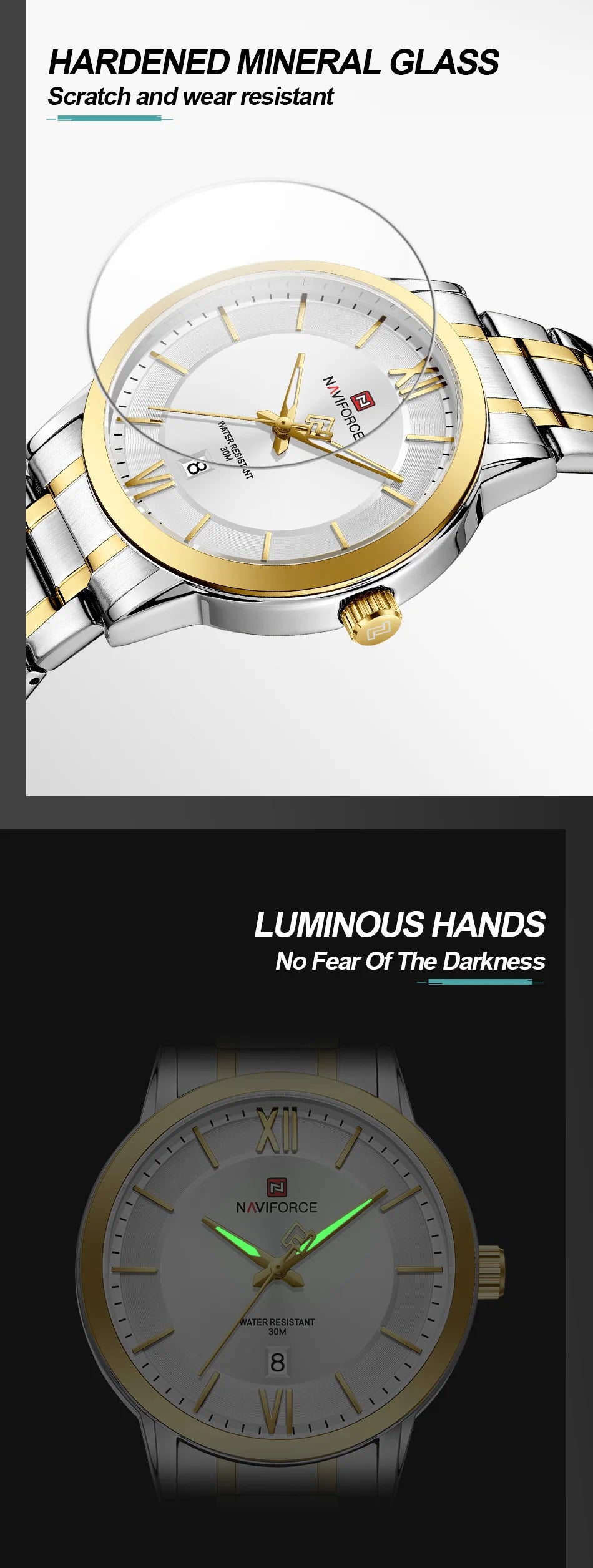 NAVIFORCE Original Watches for Men Military Sports Calendar Clock Luxury Waterproof Quartz Steel Strap WristWatch Reloj Hombre