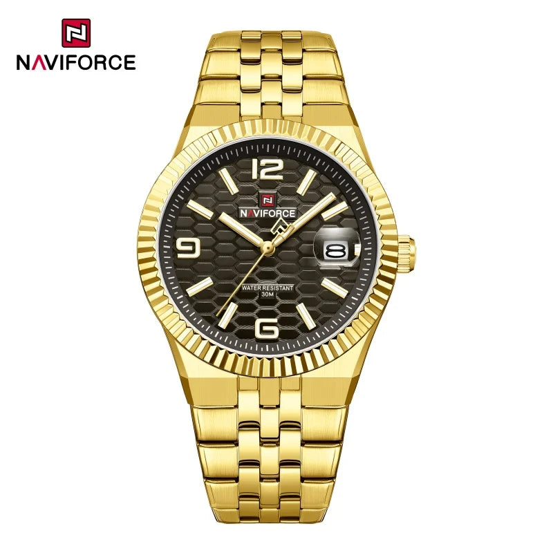 NAVIFORCE Men's Watch Quartz Date Display 30M Waterproof Luminous Stainless Steel Male Trendy Luxury Wristwatch Relogio Masculin