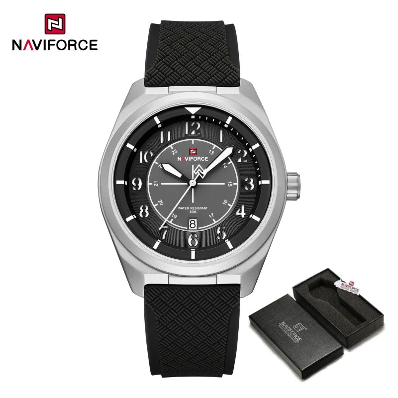 NAVIFORCE Man's Watch 30M Water Resistant Quartz Calendar Silicone Strap Luminous Casual Sports Hot Fashion Male Wristwatch Gift