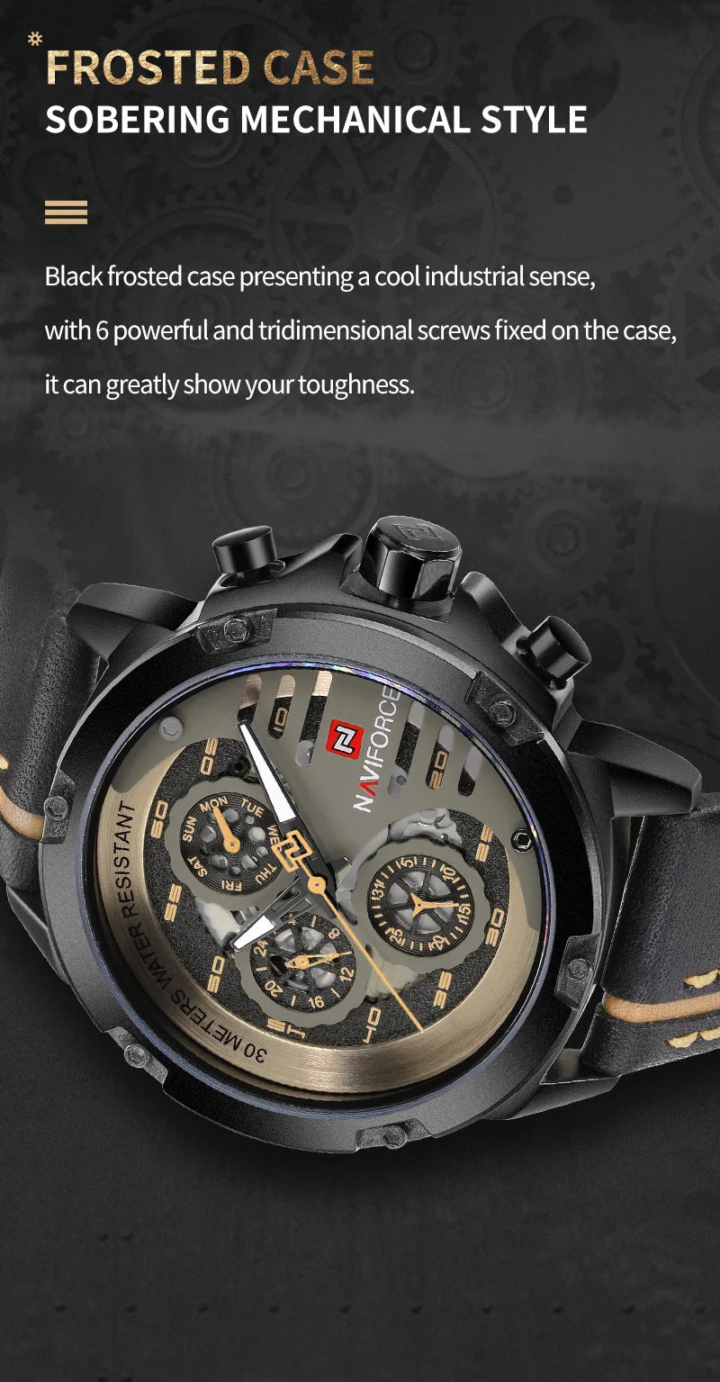Men's Watches NAVIFORCE Brand Luxury Quartz Watch Man Leather Sport Wristwatches Waterproof Male Clock With Box Set For Sale