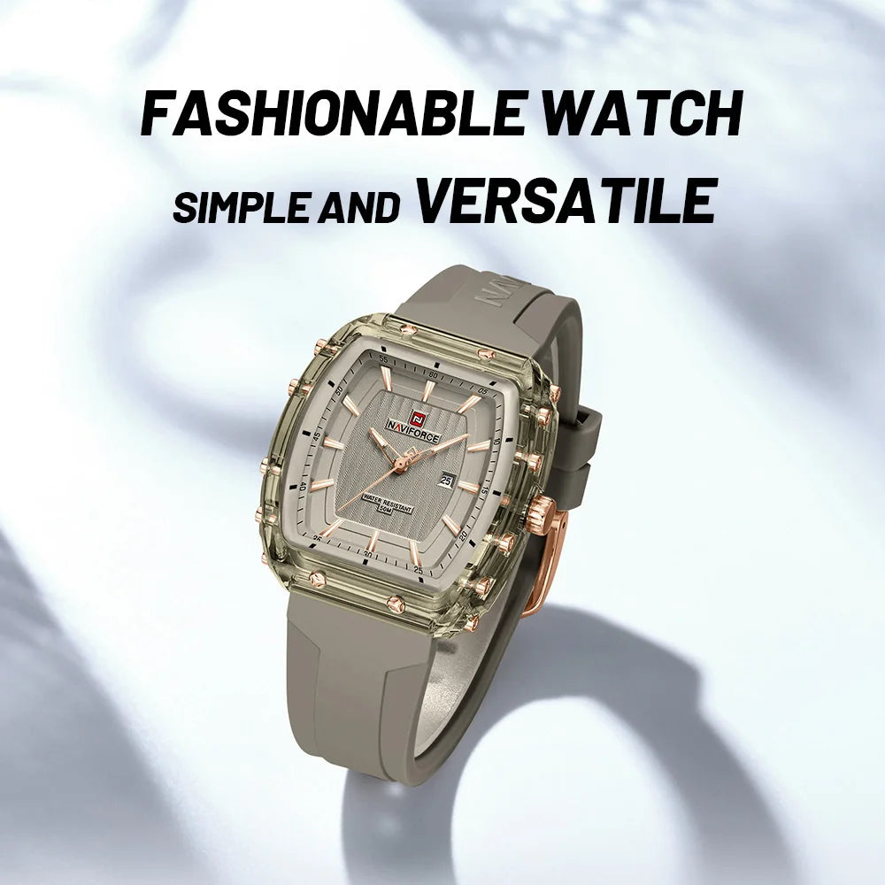 NAVIFORCE Ladies Wristwatches Fashion Comfortable Silicone Strap Date Women's Watches Quality Waterproof Female Luminous Clock