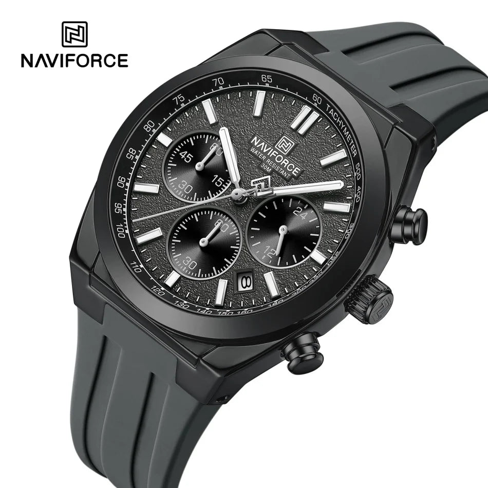 NAVIFORCE Waterproof Sport Watches for Men Military Multi-function Chronograph Wrist Watch Male Luxury Silica Strap Quartz Clock