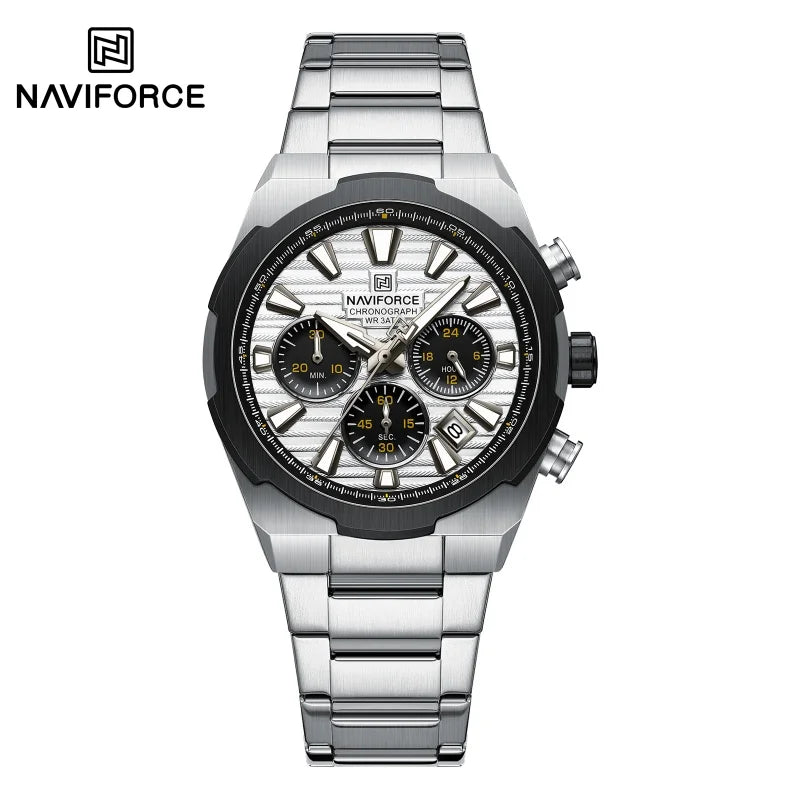NAVIFORCE Watch For Men Mutifunction Chronograph Quartz Wristwatches Calendar display Military 24 Hours Luminous New Men Clock