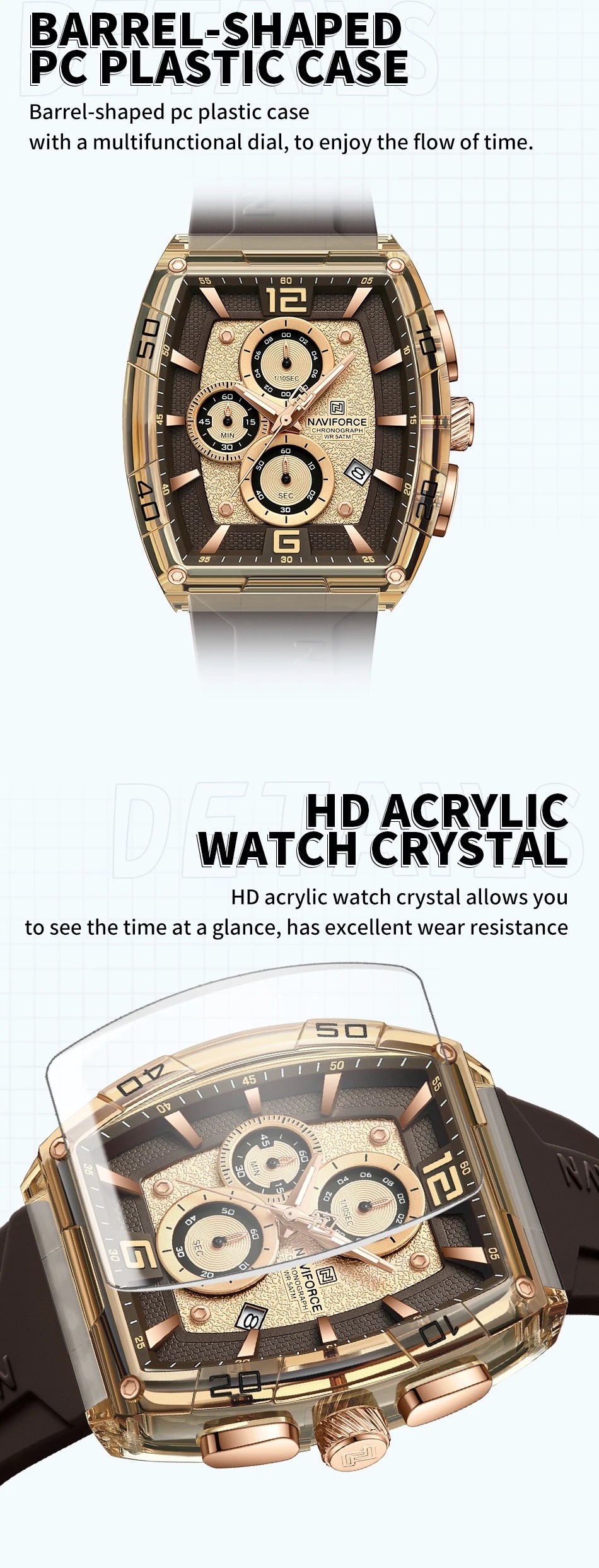NAVIFORCE Watches for men luxury Sports Waterproof Silicone Band Quartz Wristwatch Luminous Chronograph Clock Gift+ Box