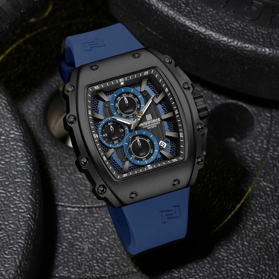 NAVIFORCE Men's Watch Quartz Chronograph Waterproof Date Display Steel Band Hot Business Fashion Casual Sports Male Gifts NF8070