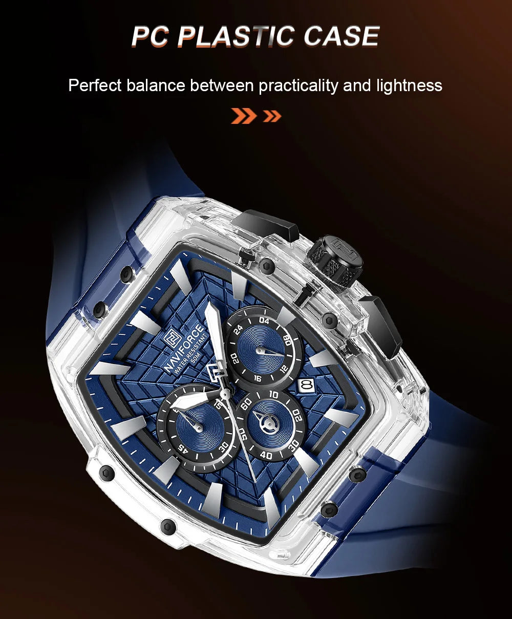 NAVIFORCE Top Brand Watches Men Quartz 5ATM Waterproof Date Luminous Clocks Trendy Sport Outdoor Chronograph Wristwatch for Male
