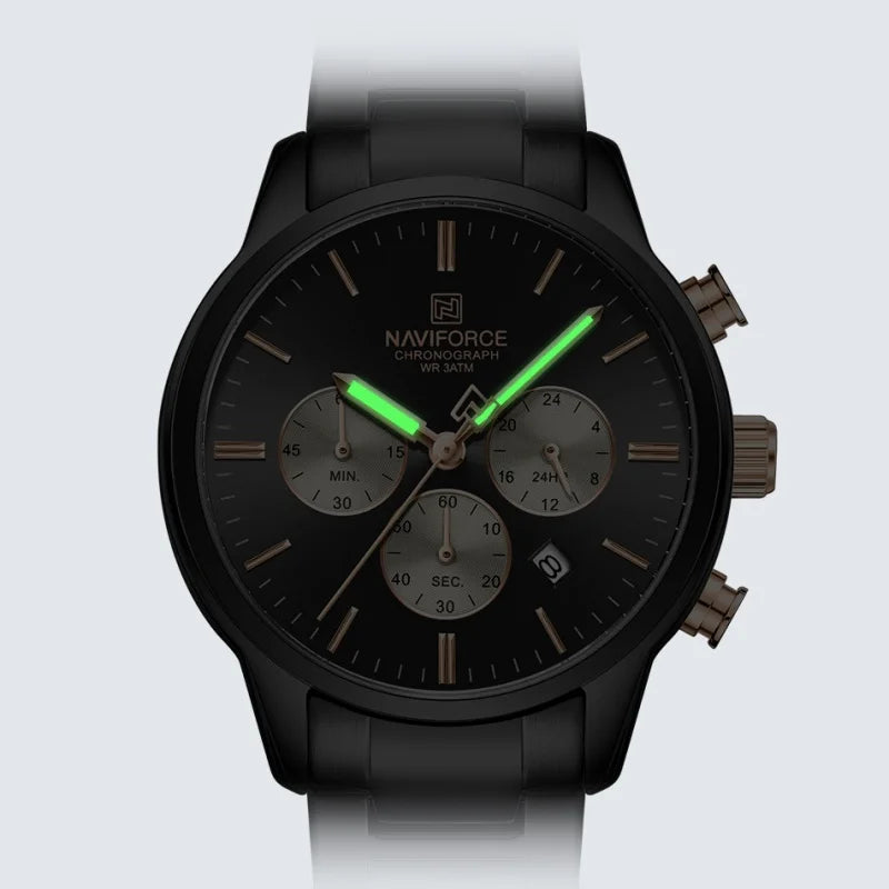 NAVIFORCE 2026 Man's Watch Quartz Chronograph 30M Waterproof Date Display Steel Band Male Fashionable Luxury Wristwatch Gift Box