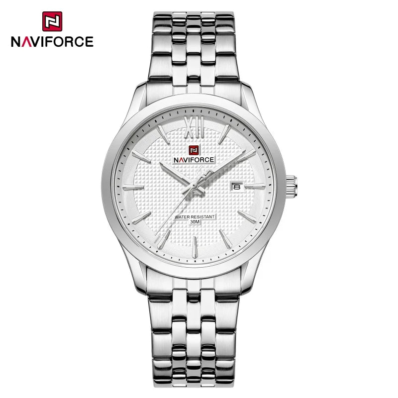 New Style NAVIFORCE Ultra Thin 9mm Minimalist Fashion Quartz Watch for Men Steel Band Auto Date Male Waterproof GIft Wristwatch
