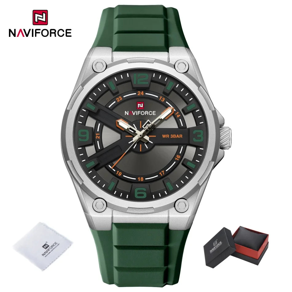 NAVIFOCE Luxury Business Men Watch Sport Men Watch Waterproof Quartz Clock Man Wheel dial WristWatch Relogio Masculino Silicone