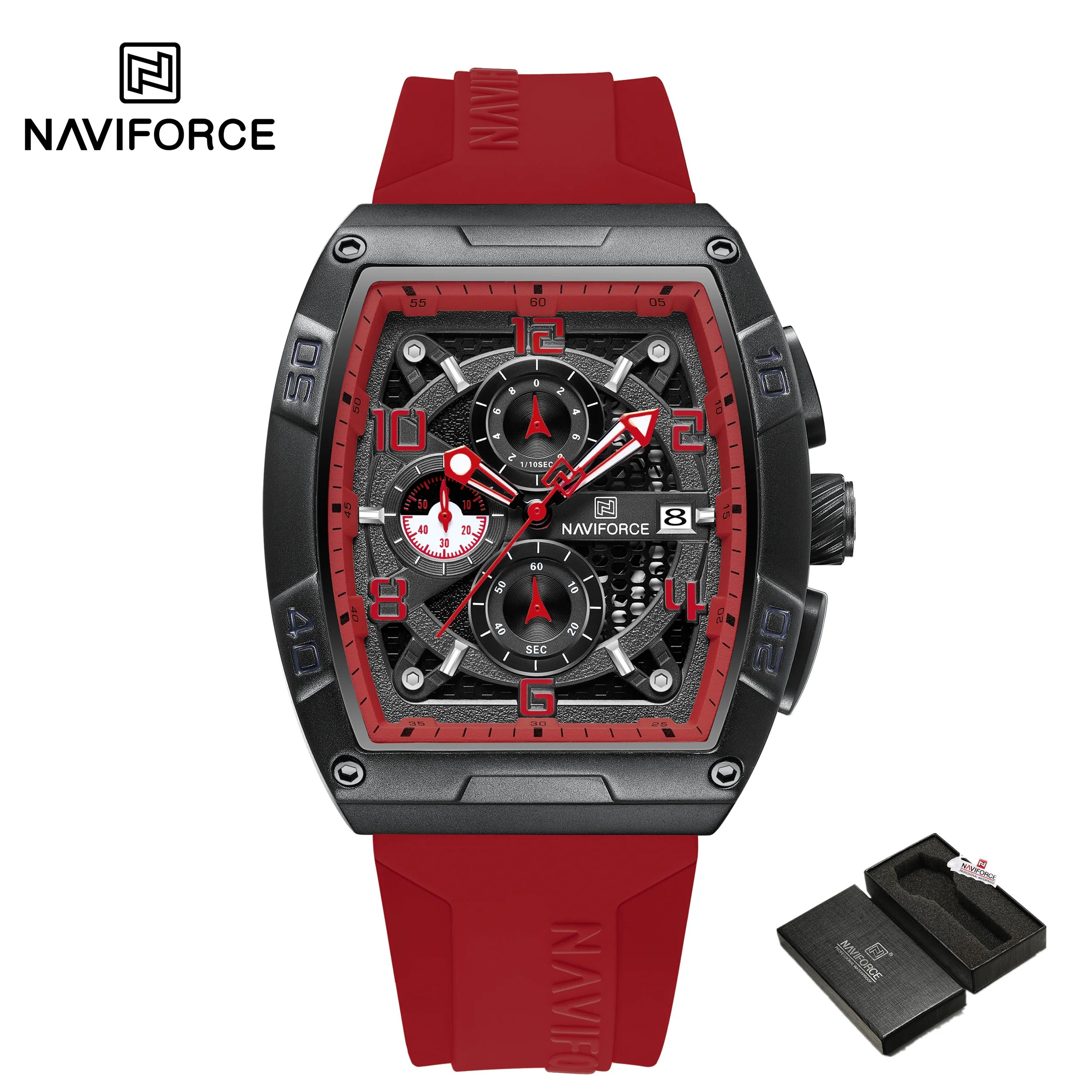 Fashion Brand NAVIFORCE  Men Gold Design Quartz Watches Casual Male  Wrist Watch Large Dia Multi-function PU Waterproof Clock