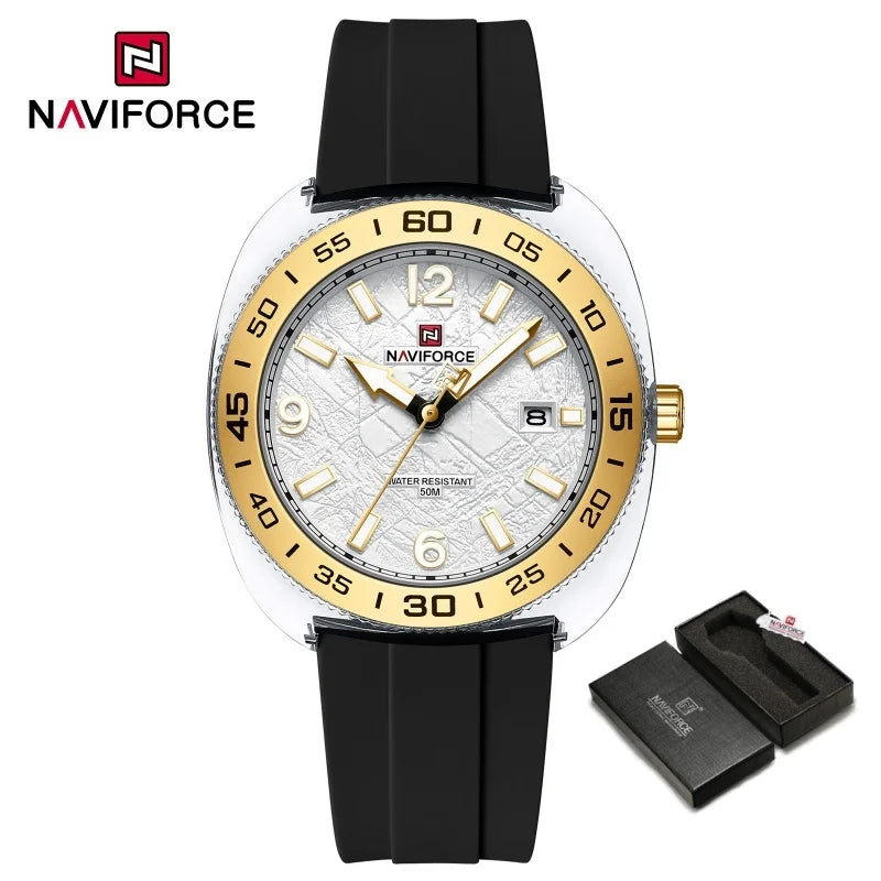 NAVIFROCE Classic Men's Watches Luminous Points Sports 50M Waterproof Watch Calendar Quartz Clock Men's Gift Relogio Masculino
