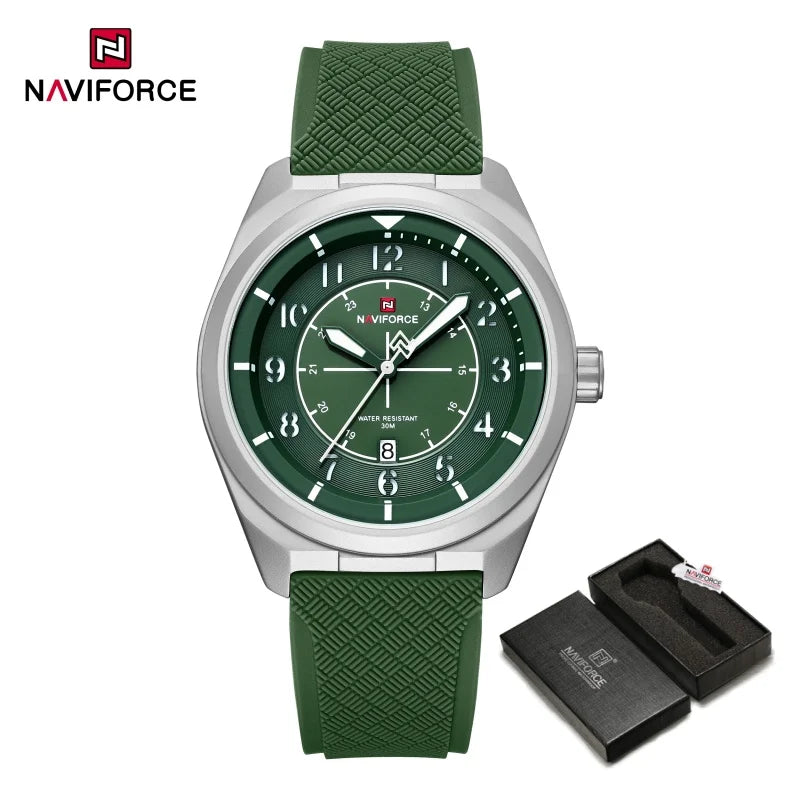 NAVIFORCE Man's Watch 30M Water Resistant Quartz Calendar Silicone Strap Luminous Casual Sports Hot Fashion Male Wristwatch Gift