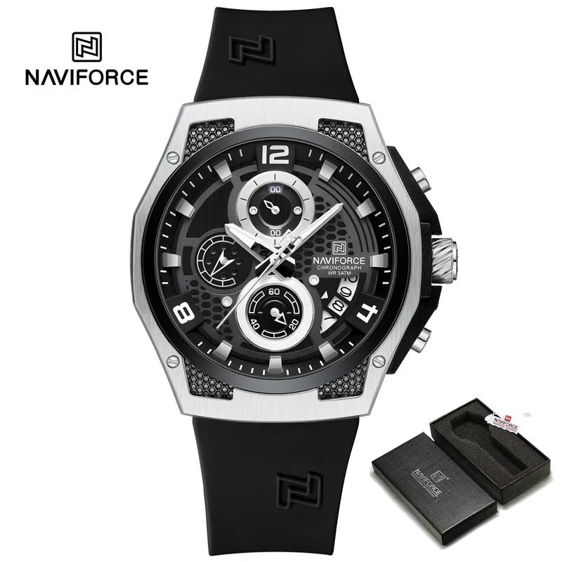 NAVIFORCE Original Watches for Man Silicone Strap Waterproof Men Quartz Wrist Watch Casual Sport Date Display Clock Reloj Hombre