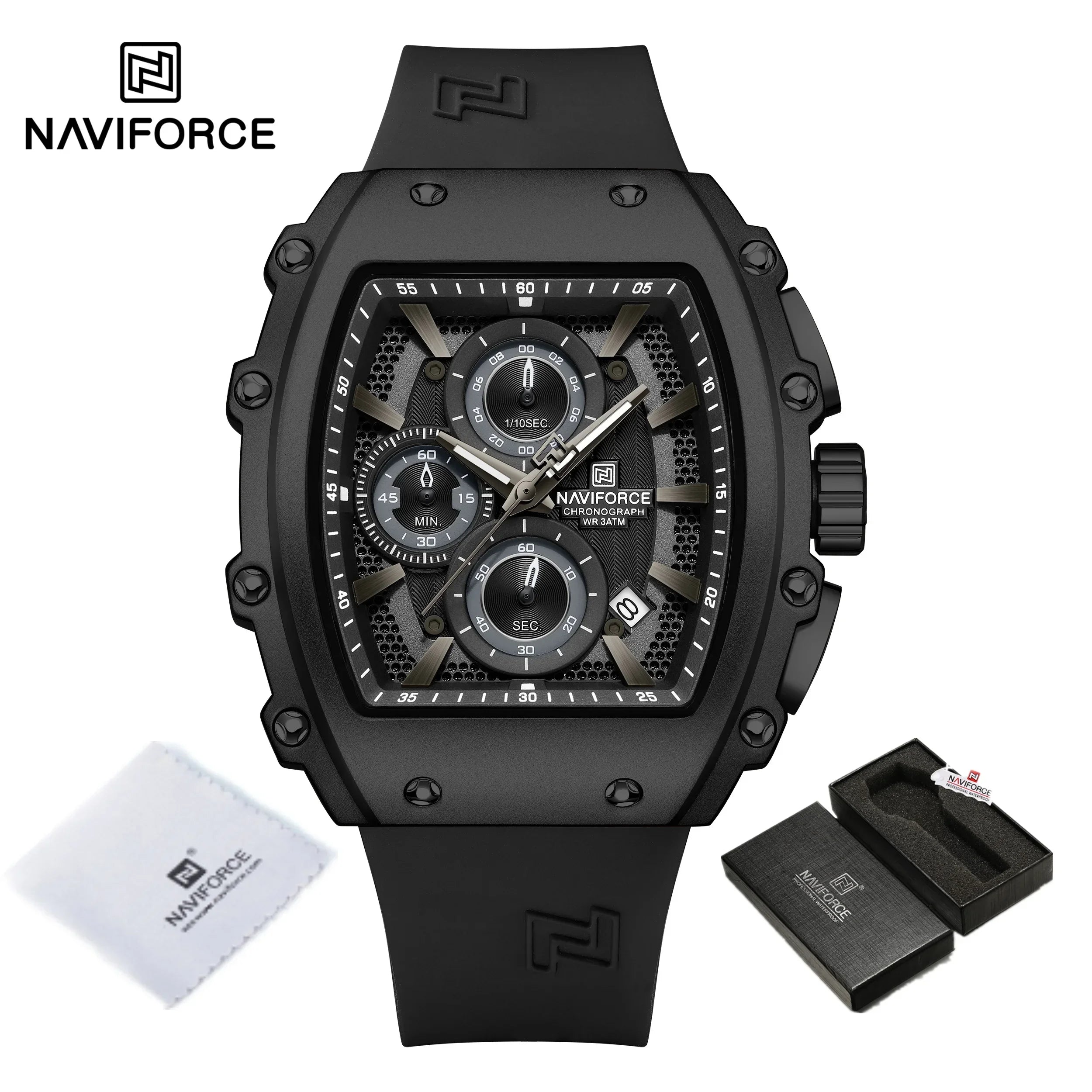 NAVIFORCE Men's Watch Quartz Chronograph Waterproof Date Display Steel Band Hot Business Fashion Casual Sports Male Gifts NF8070