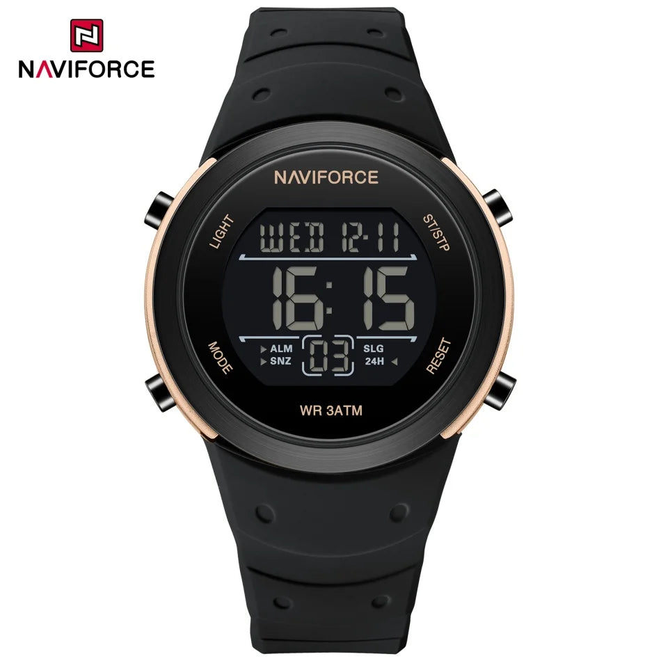 NAVIFORCE Brand Men Watches Luxury Comfortable Silicone Strap Electronic Day and Date Display Clock Waterproof Men Wristwatches